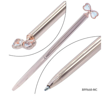 Ball Pen Fancy Top Bow Tie With Diamonds Mix – BPF660-MC
