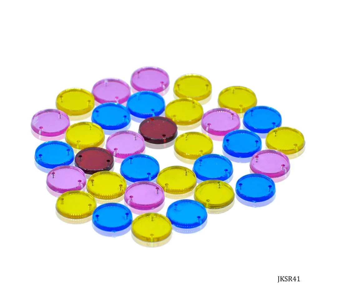 Jags Kundan Stone With Hole Round Mirror – 10Gms, 14MM (JKSR41)