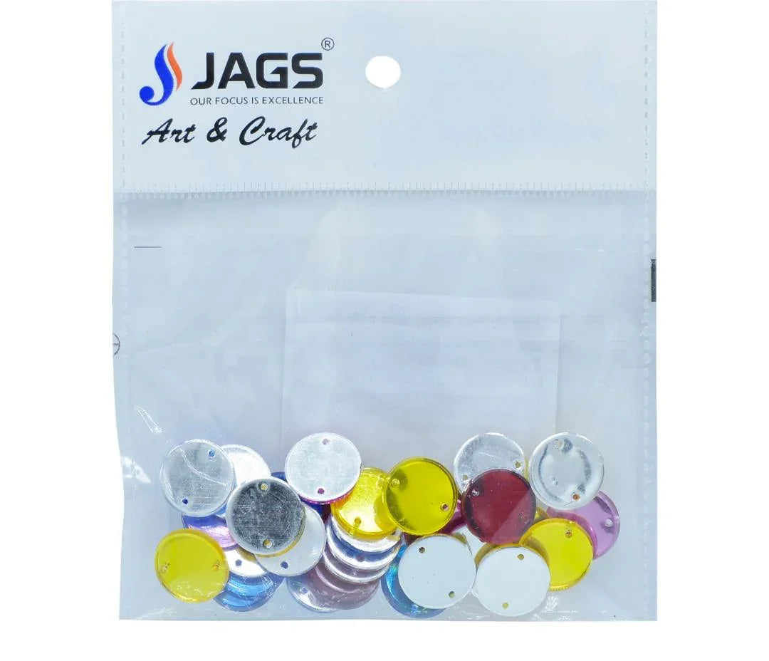 Jags Kundan Stone With Hole Round Mirror – 10Gms, 14MM (JKSR41)