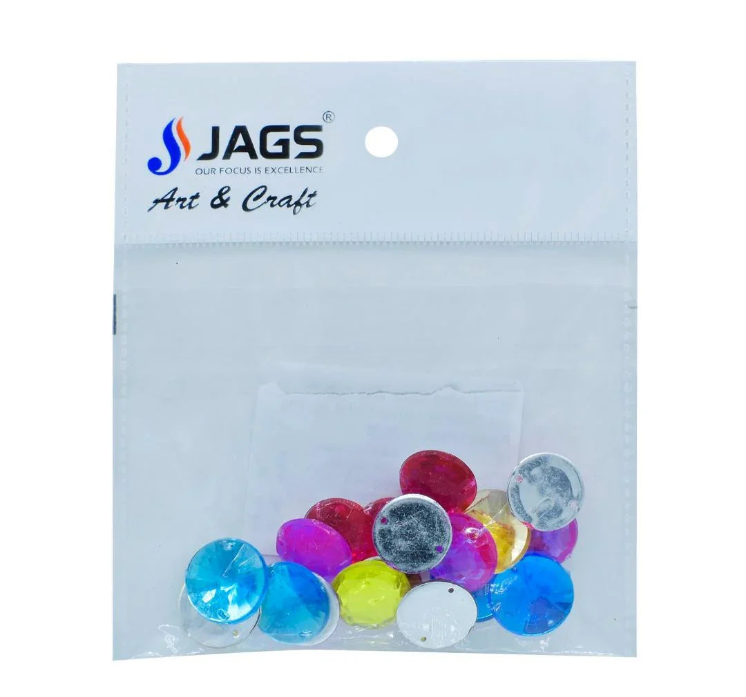 Jags Kundan Stone With Hole Round Diamond – 10Gms, 16MM (JKSR30)