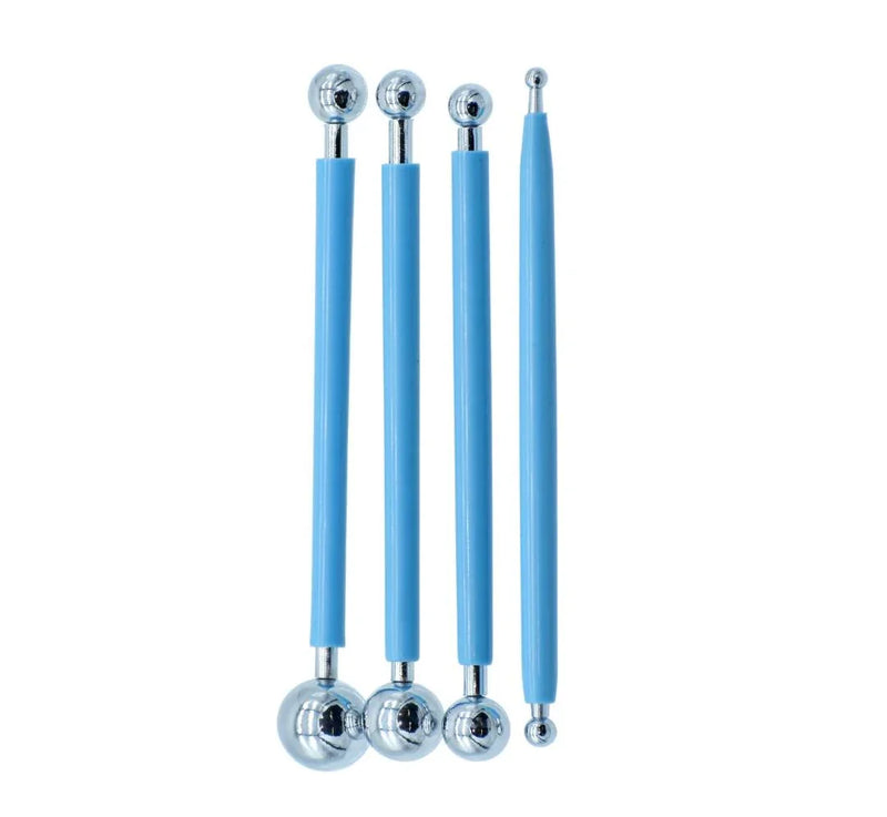 DIY Cake Tools – AmyTalk 4Pcs Metal Ball Baking Fondant Cake Tools, Stainless Steel, 8-Head Pen for Sugar Flower