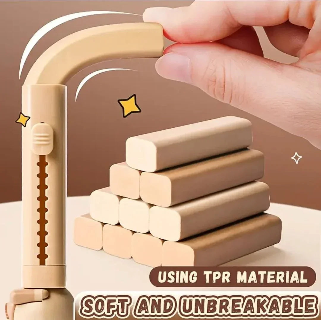 (Buy 1 Get 1 Free) Brown Bear Pushpull Mechanical Rubbers with 1 Pcs Refill Erasers