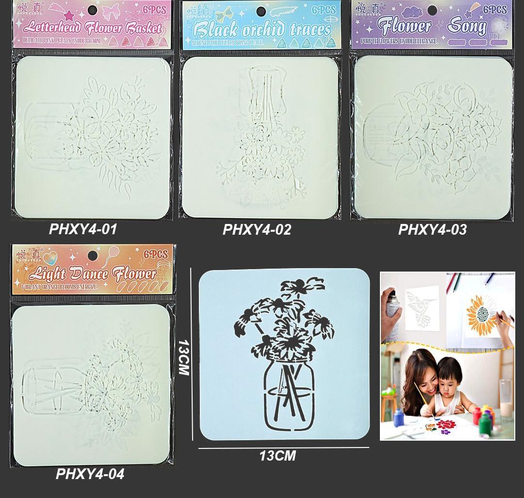 Flower stencil l 4X4 l Pack of 6
