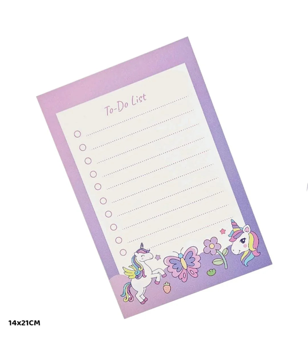 Unicorn Daily To-Do Planner | Cute Notepad for Tasks & Notes 14X21 CM l Pack of 1 (50 sheet)