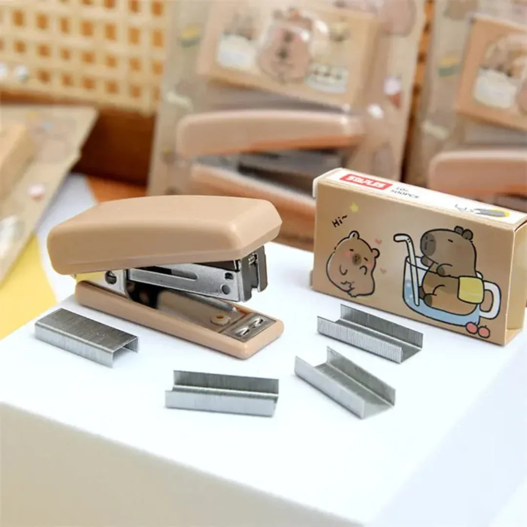Mini Capybara Stationery Combo Box Gift Set / Art Craft Kit l Pack of 1 contains stapler and pins