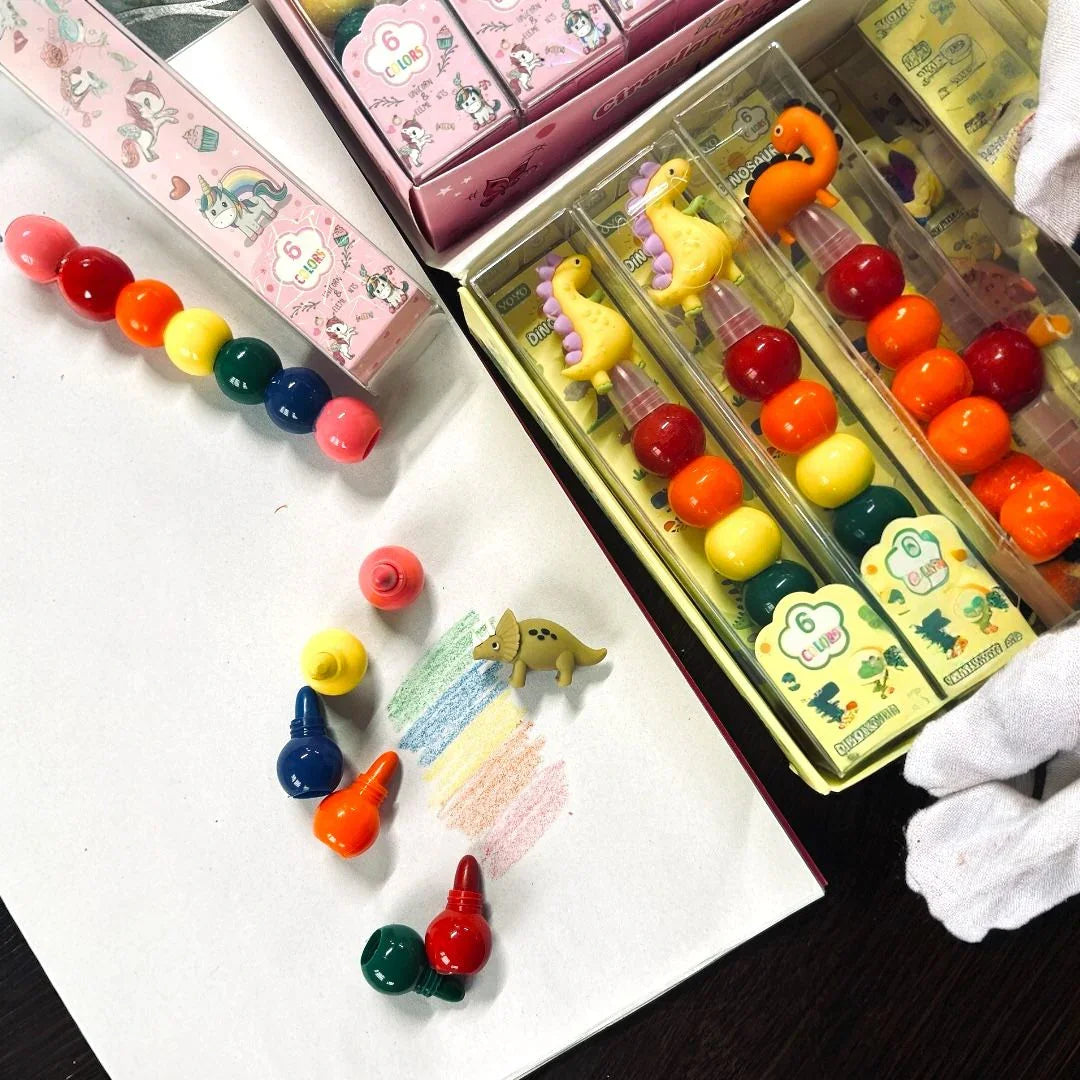 Dino Pop-up crayons l pack of 1 contains 6 colour