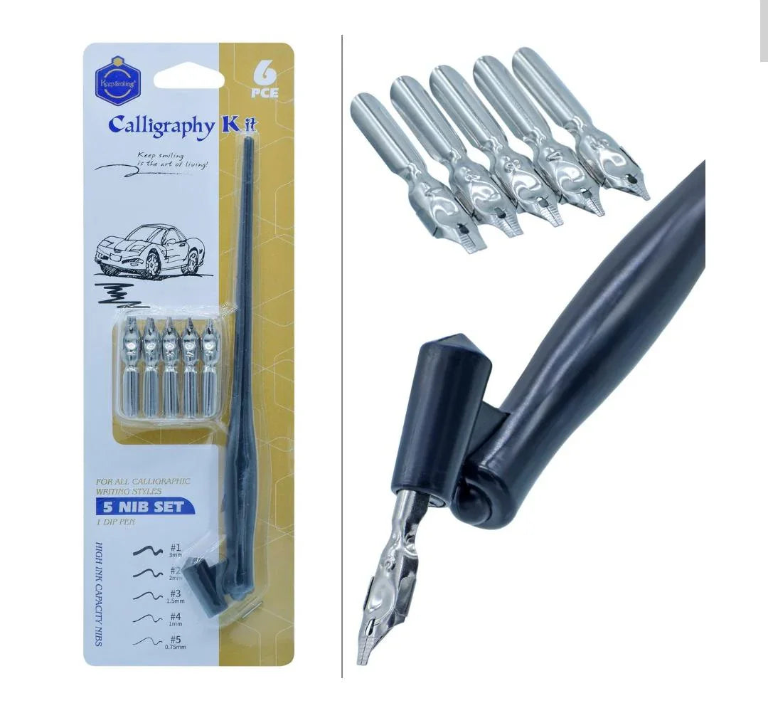 Calligraphy Kit 1 Dip Pen / 5 Nibs Set – E0422