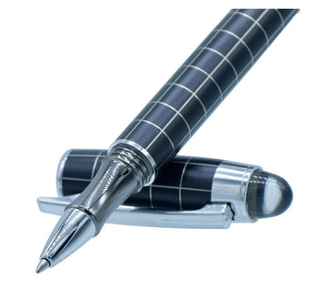 Roller Pen Black Silver Clip Checks – 079RPSCC
