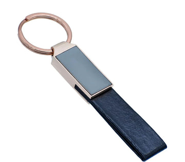 Key Chain Leather Black Colour with Rose Gold Ring – KCLB02