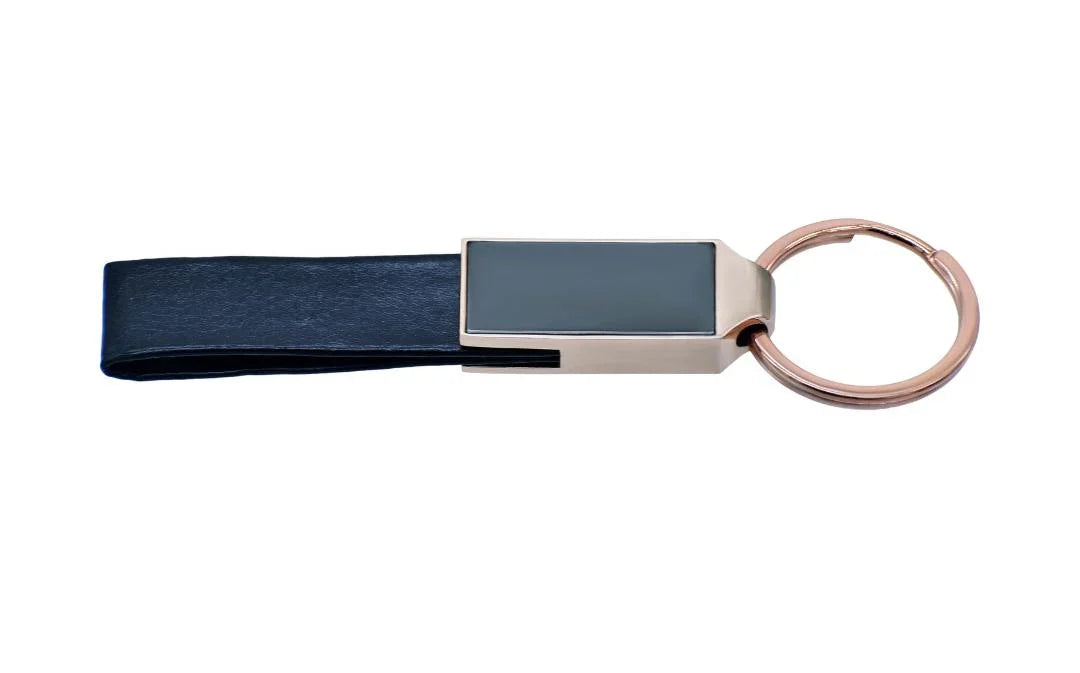 Key Chain Leather Black Colour with Rose Gold Ring – KCLB02