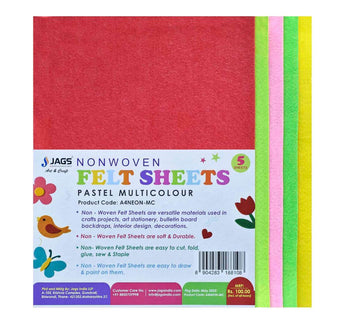 A4 Nonwoven Felt 5 Sheet Pastel Multi Colour – A4NEON-MC
