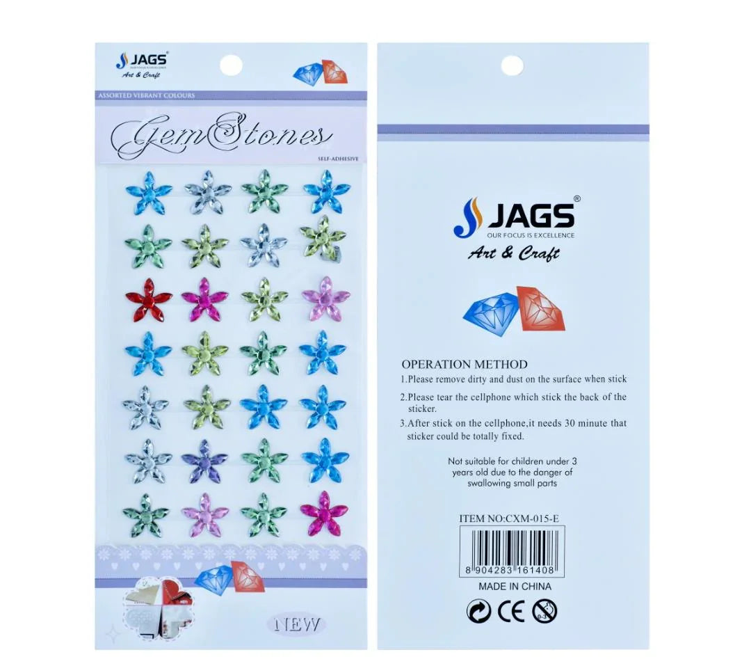 Gem Stones Sticker Flower Multicolour CXM-015-E Info Dra