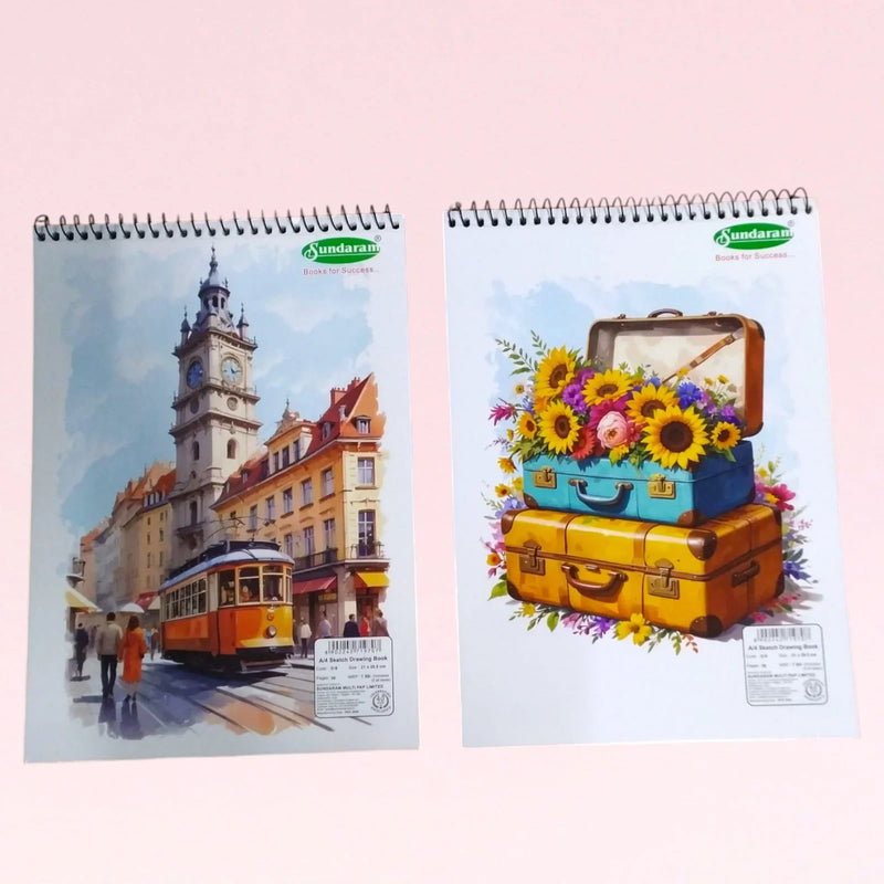 Sundaram A4 Sketch Book – Spiral Bound, 100 Plain Pages
