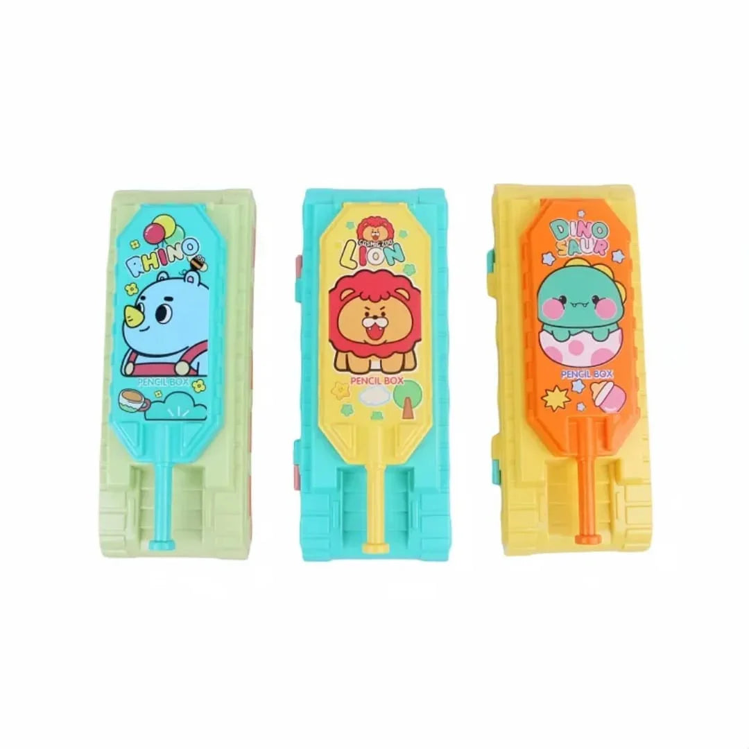 Pastel tank pencil box with 2 compartments  l Pack of 1