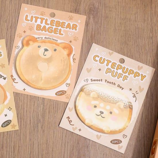 (Buy 1 Get 1 Free ) Mini Cute Bear Bread Sticky Notes l Pack of 1 includes 30 sheets l 3X3
