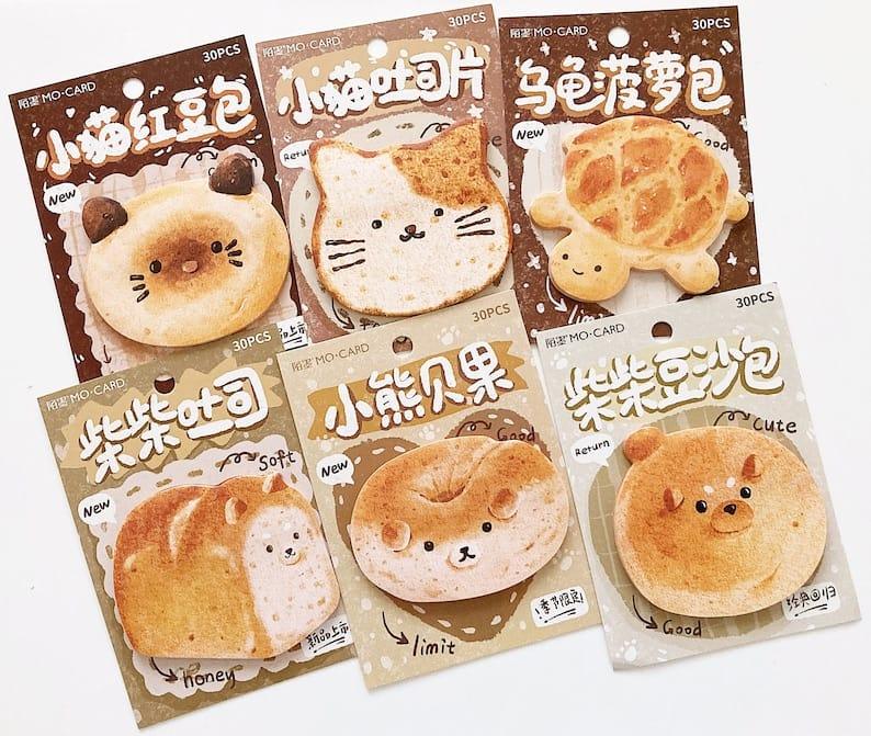 (Buy 1 Get 1 Free ) Mini Cute Bear Bread Sticky Notes l Pack of 1 includes 30 sheets l 3X3