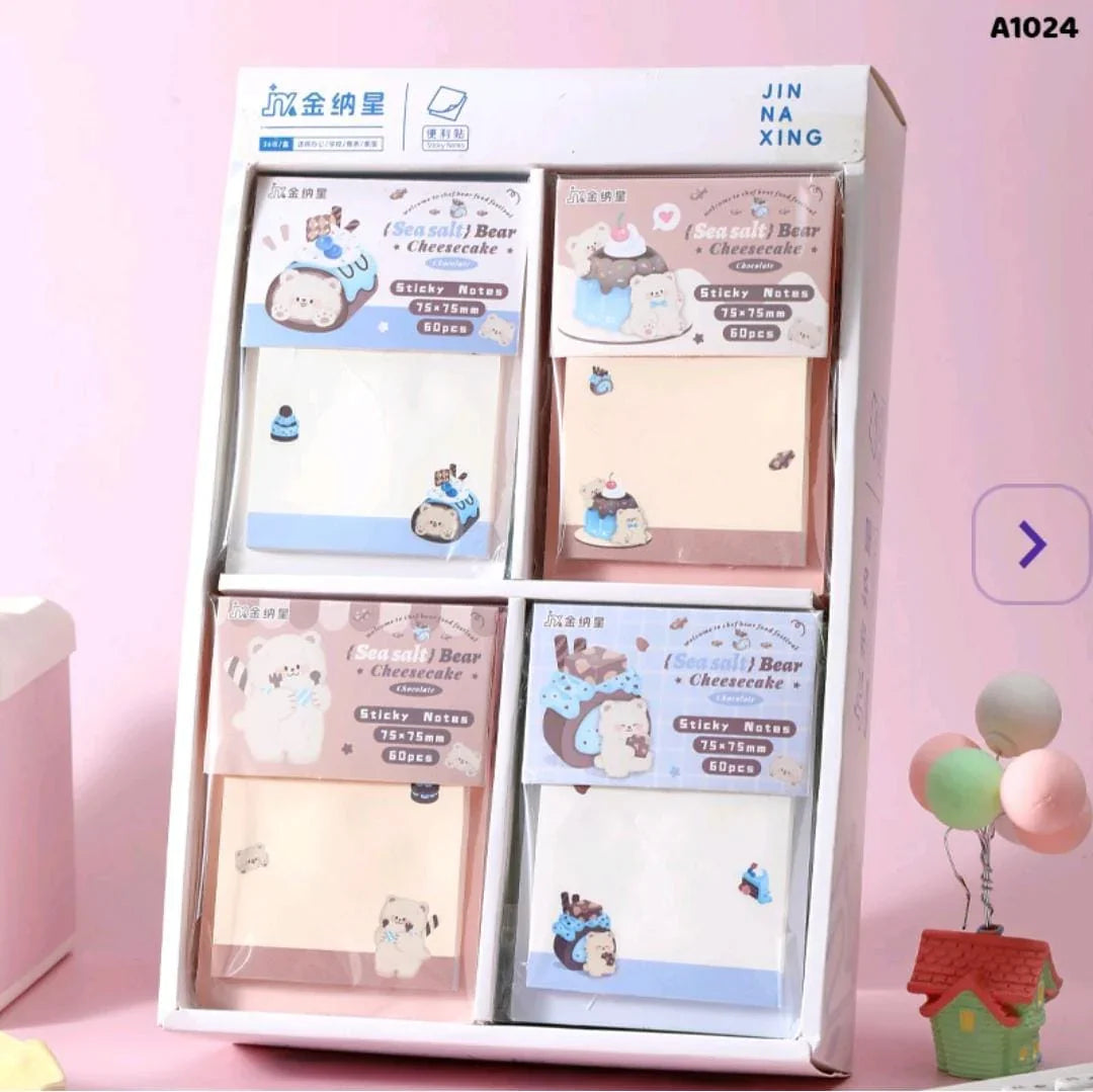 (BUY 1 GET 1 FREE) Cute Bear sticky notes 3x3 l Pack of 1 contains 60 sheets