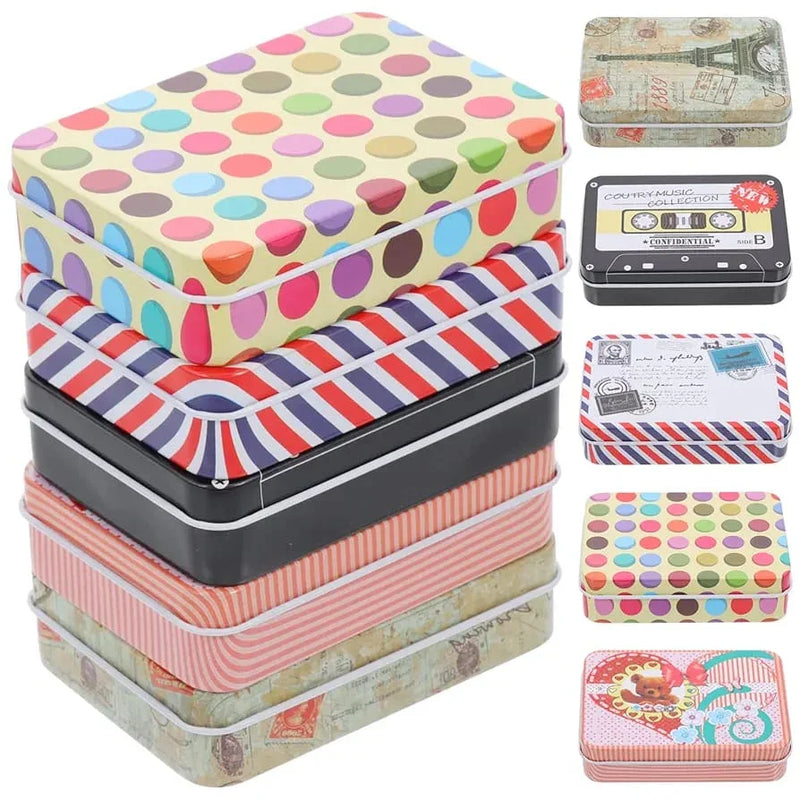Mini Rectangular  Metal Tin Box l Pack of 1 l  9 X6.5 CM l Storage Solution for Small Treasure