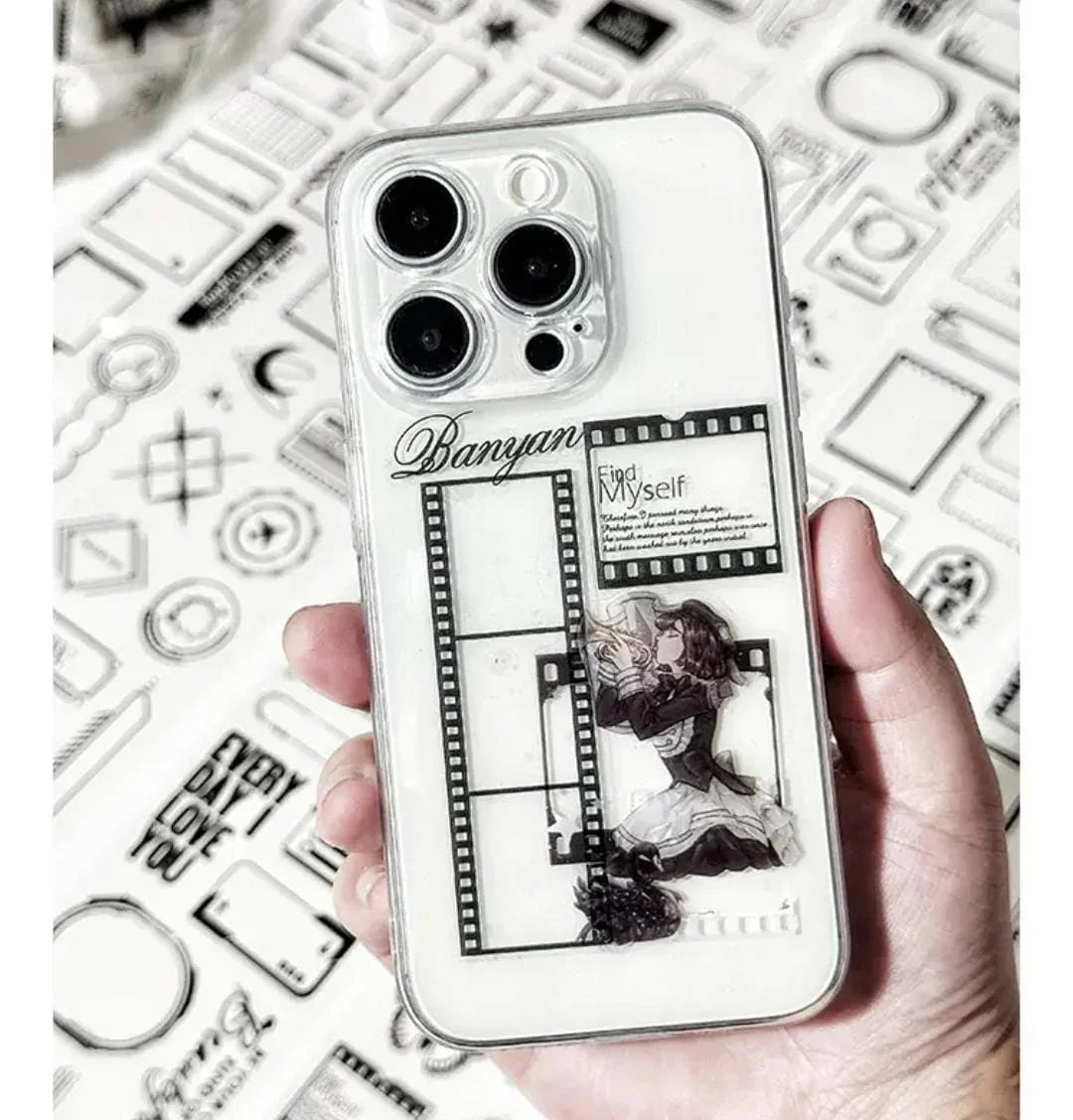 Premium Border frame Washi Tape – Pack of 4 Rolls (80mm x 2m)