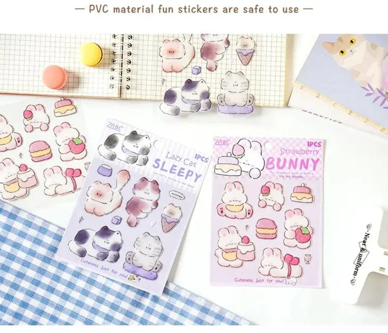 (Buy 1 Get 1 Free) Premium 3D kawaii bear Journaling Stickers l Pack of 1 Sheets l  Stickers for Scrapbooking & Planners