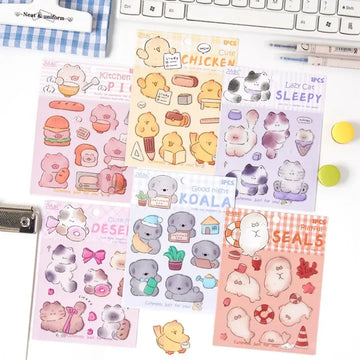 (Buy 1 Get 1 Free) Premium 3D kawaii bear Journaling Stickers l Pack of 1 Sheets l  Stickers for Scrapbooking & Planners