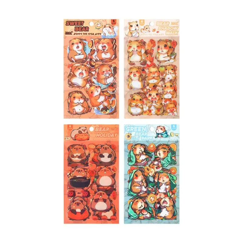 (Buy 1 Get 1 Free) Premium kawaii bear Journaling Stickers l Pack of 6 Sheets l  Stickers for Scrapbooking & Planners
