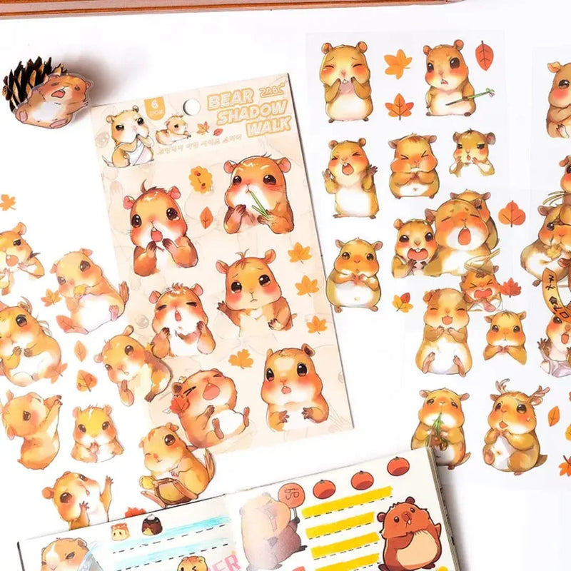 (Buy 1 Get 1 Free) Premium kawaii bear Journaling Stickers l Pack of 6 Sheets l  Stickers for Scrapbooking & Planners