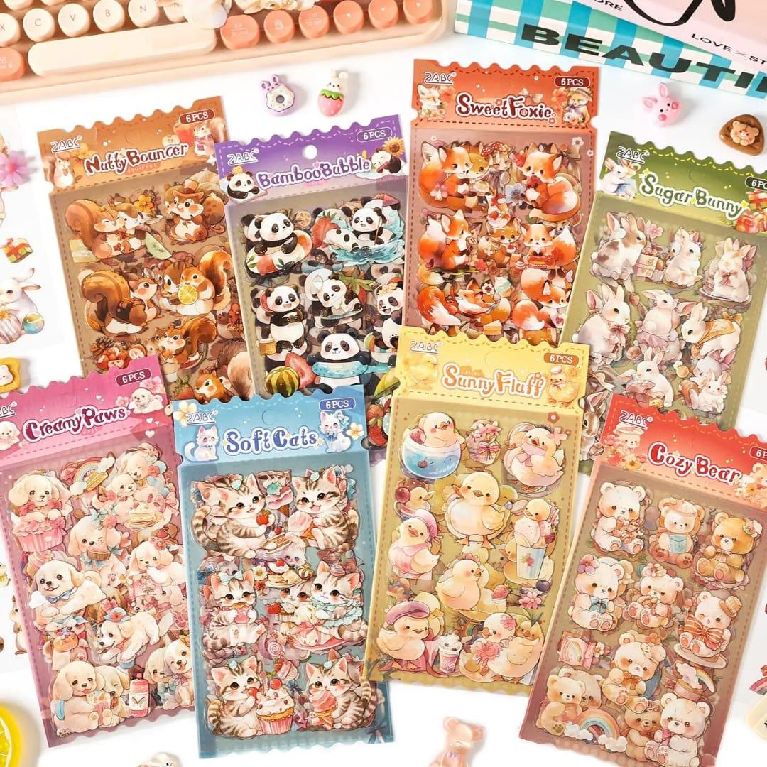 Premium kawaii Pets Journaling Stickers l Pack of 1 contains 6 Sheets l Stickers for Scrapbooking & Planners