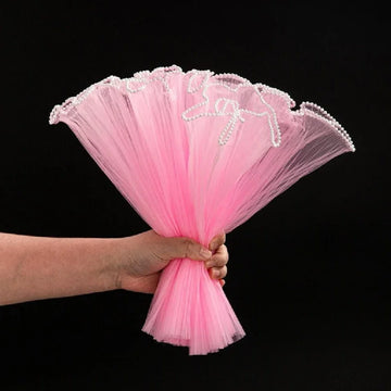 Premium Light pink Wrapping Paper Net Wrinkled with Pearl 64 cm long  | Gift Wrappers | Premium 2026 Edition