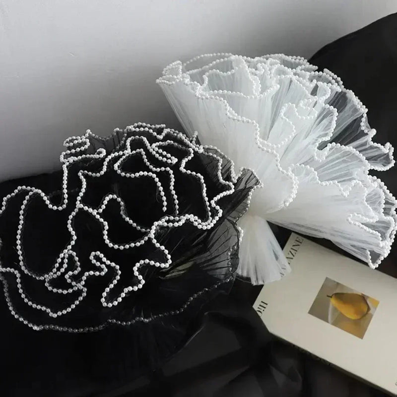 Premium White Wrapping Paper Net Wrinkled with Pearl 64 cm long  | Gift Wrappers | Premium 2026 Edition