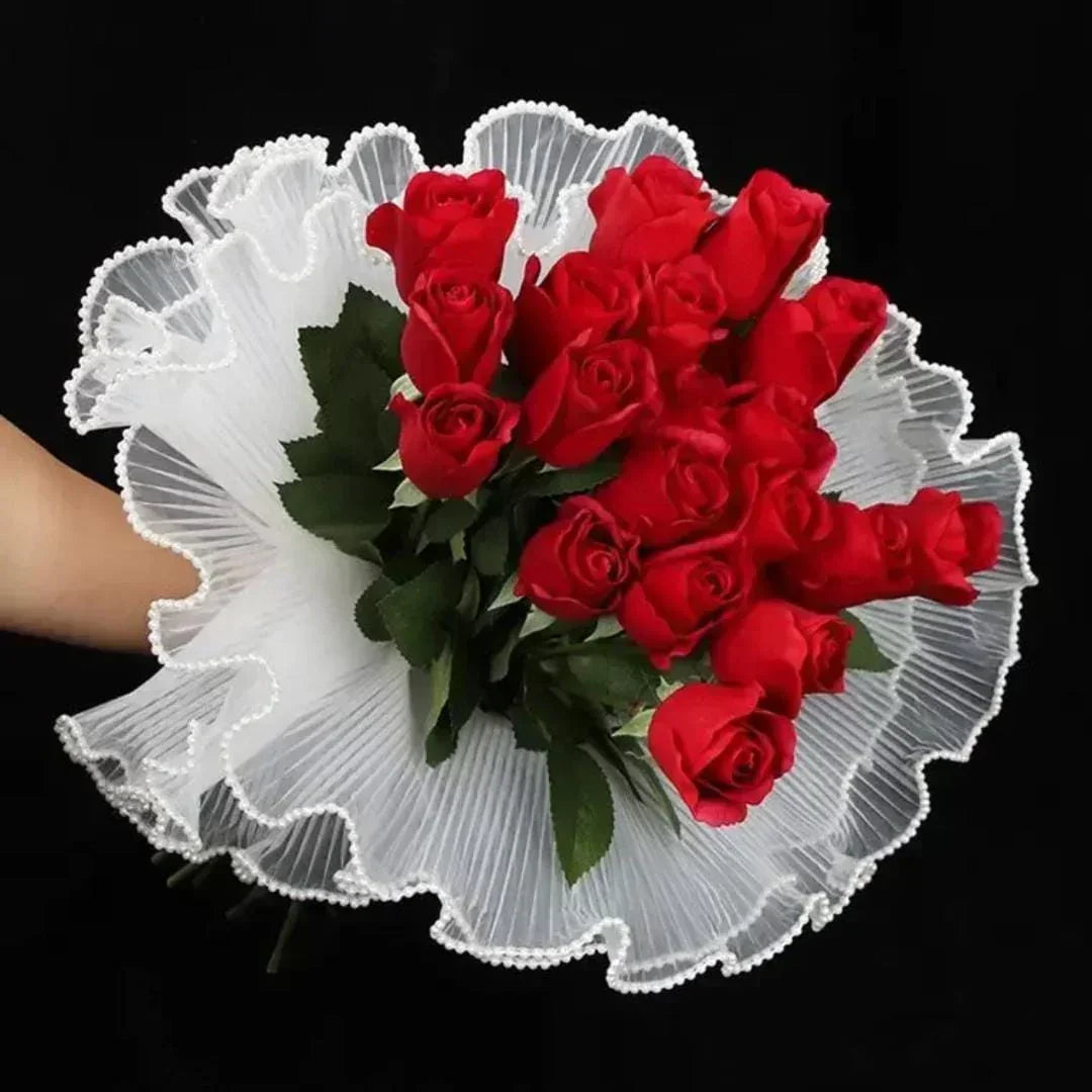 Premium White Wrapping Paper Net Wrinkled with Pearl 64 cm long  | Gift Wrappers | Premium 2026 Edition