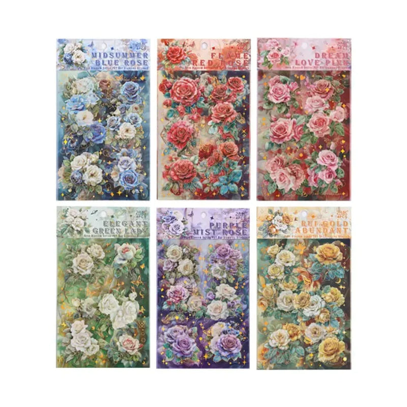 (Buy 1 Get 1 Free) Premium Floral Journaling Stickers l Pack of 4 Sheets l Elegant Floral Stickers for Scrapbooking & Planners