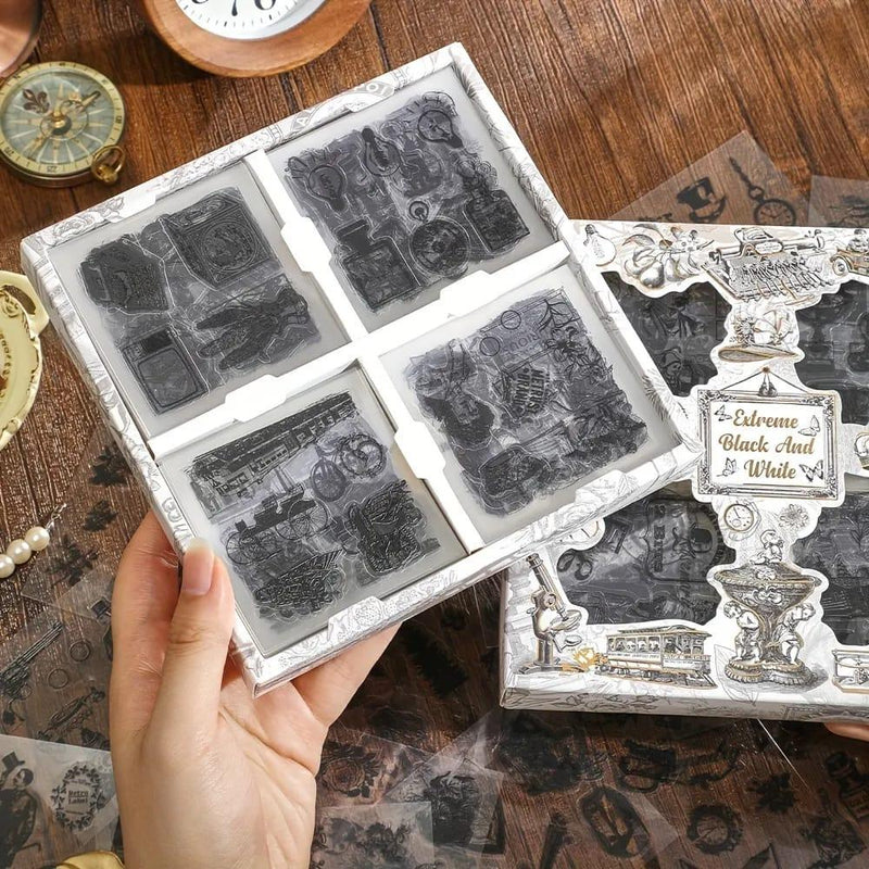 Black and white aesthetic Pet sticker l pack of 96 sheets l Journaling and scrapbooking