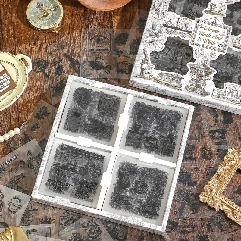 Black and white aesthetic Pet sticker l pack of 96 sheets l Journaling and scrapbooking