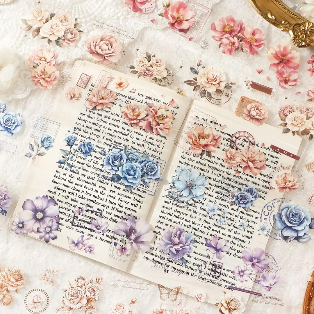 Premium Long pet floral sticker l 6 Sheets l Journal and scrapbooking l Pack of 1