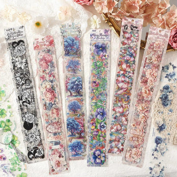 Premium Long pet floral sticker l 6 Sheets l Journal and scrapbooking l Pack of 1