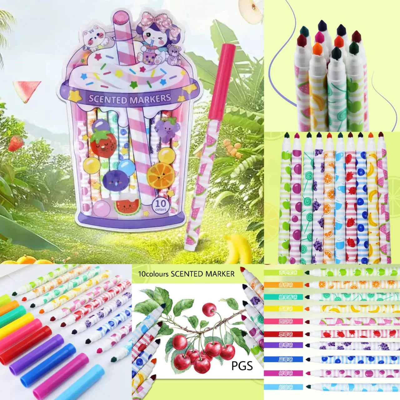 Pastel Fruity scented Highlighter With Pouch l Pack of 10 Markers