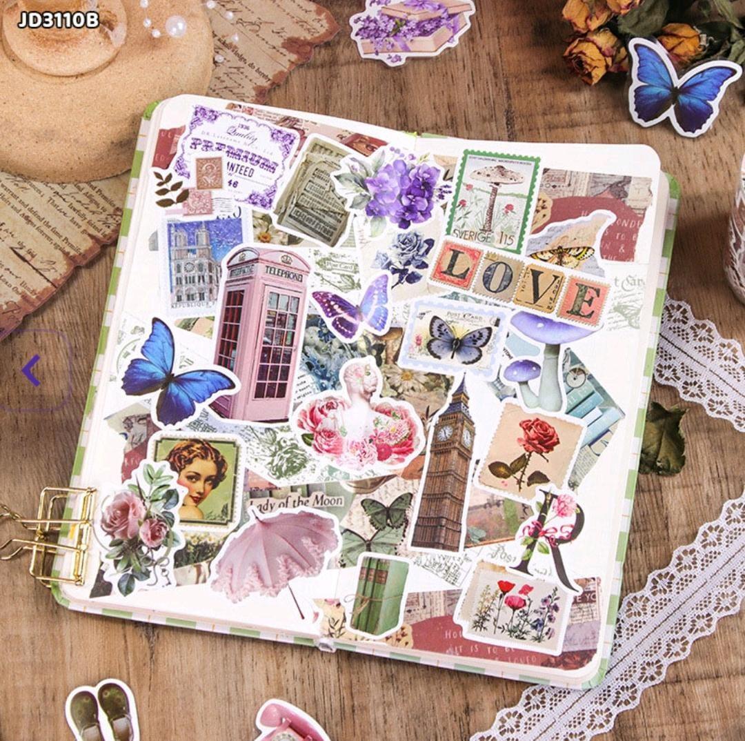 (Buy 1 Get 1 Free) Retro Butterfly Sticker Washi Tape | 1 Roll 7.2cm x 2m