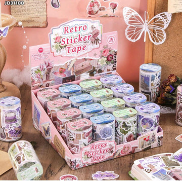 (Buy 1 Get 1 Free) Retro Butterfly Sticker Washi Tape | 1 Roll 7.2cm x 2m