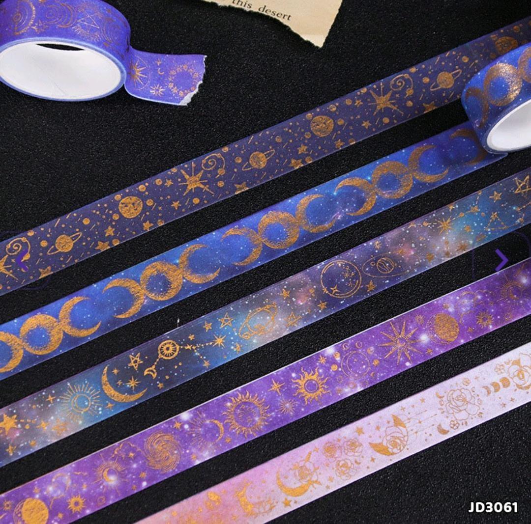 Universe edition starry fantasy  Sticker washi tape l Pack of 1 roll Contains 5 tapes