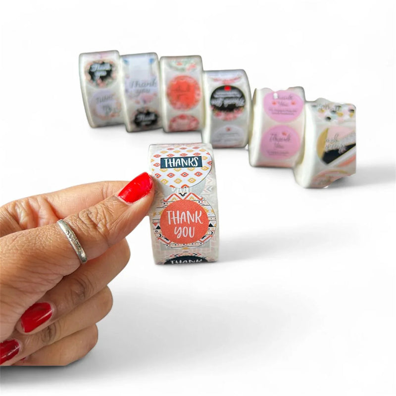 Thank You Stickers & Labels for Packaging (500 Sticker Roll of 1 Inch)