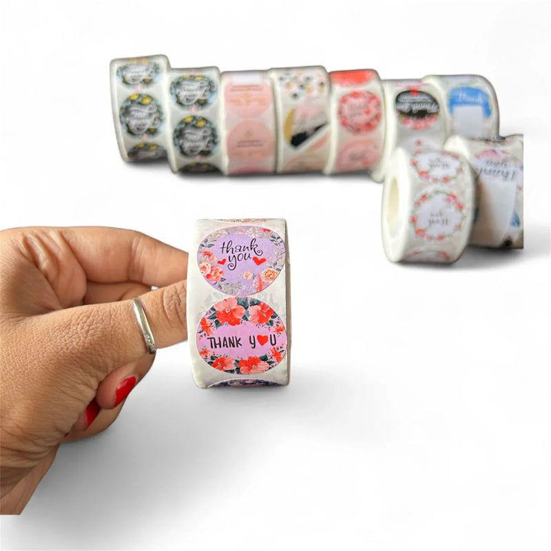 Thank You Stickers & Labels for Packaging (500 Sticker Roll of 1 Inch)