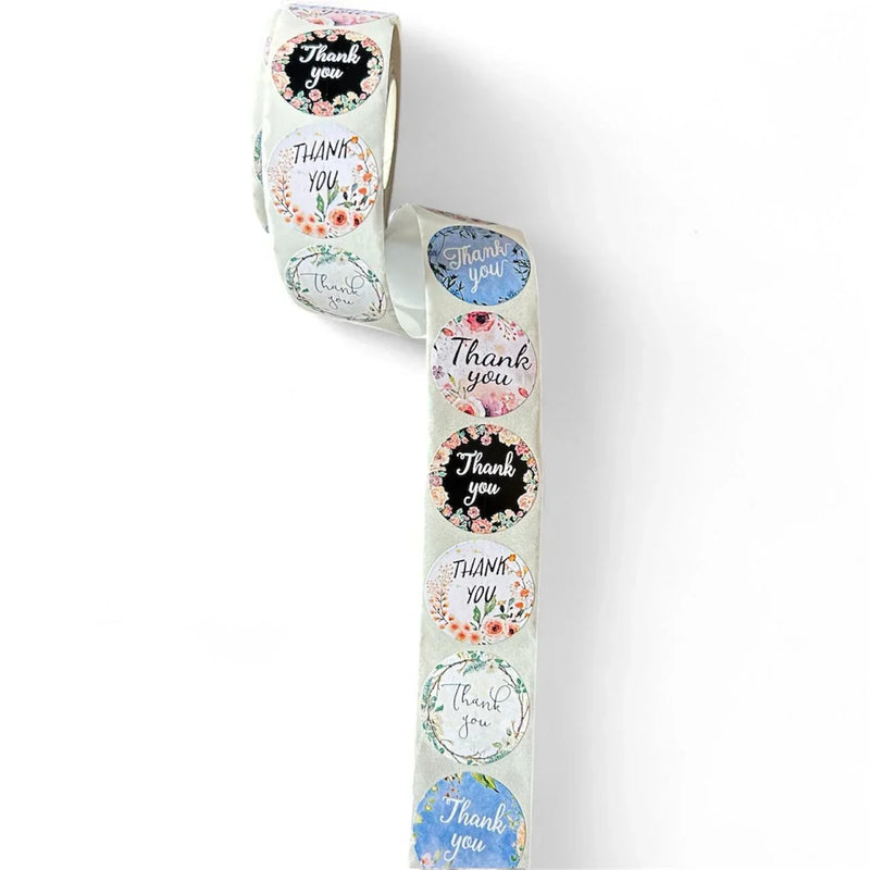 Jumbo Roll ) Thank you  paper tape l pack  of 1 roll contains 500 stickers