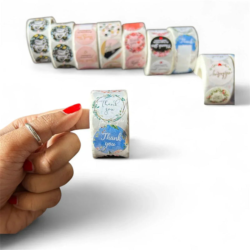 Jumbo Roll ) Thank you  paper tape l pack  of 1 roll contains 500 stickers