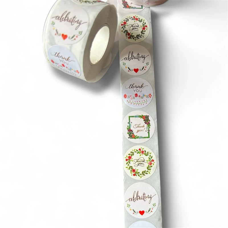 Thank You Stickers & Labels for Packaging (500 Sticker Roll of 1 Inch)