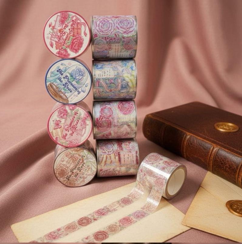 (Buy 1 Get 1 Free) Retro Floral 3D Sticker Washi Tape | 1 Roll 45Mm x 2m