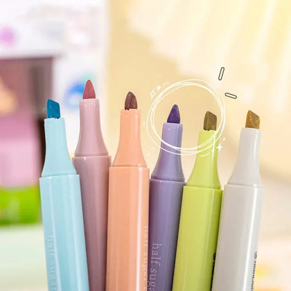 Premium Pastel Morandi Highlighter and midliners | Pack of 6 | Journaling highlighters