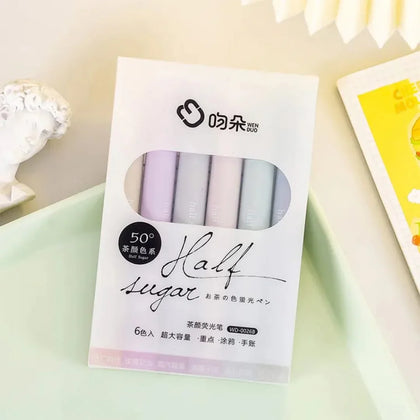 Premium Pastel Morandi Highlighter and midliners | Pack of 6 | Journaling highlighters