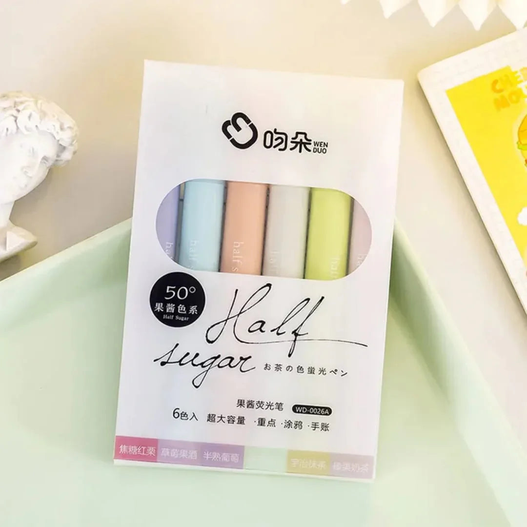 Premium Pastel Morandi Highlighter and midliners | Pack of 6 | Journaling highlighters