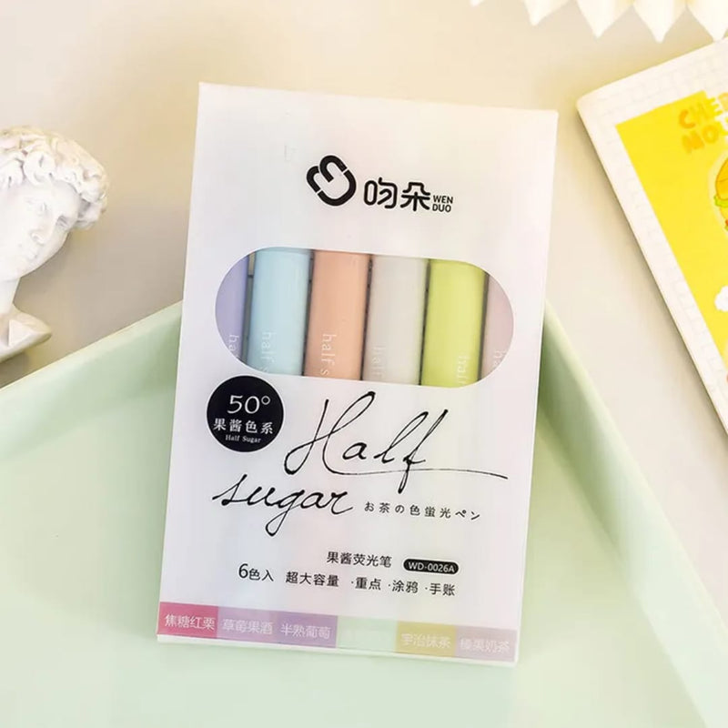 Premium Pastel Morandi Highlighter and midliners | Pack of 6 | Journaling highlighters